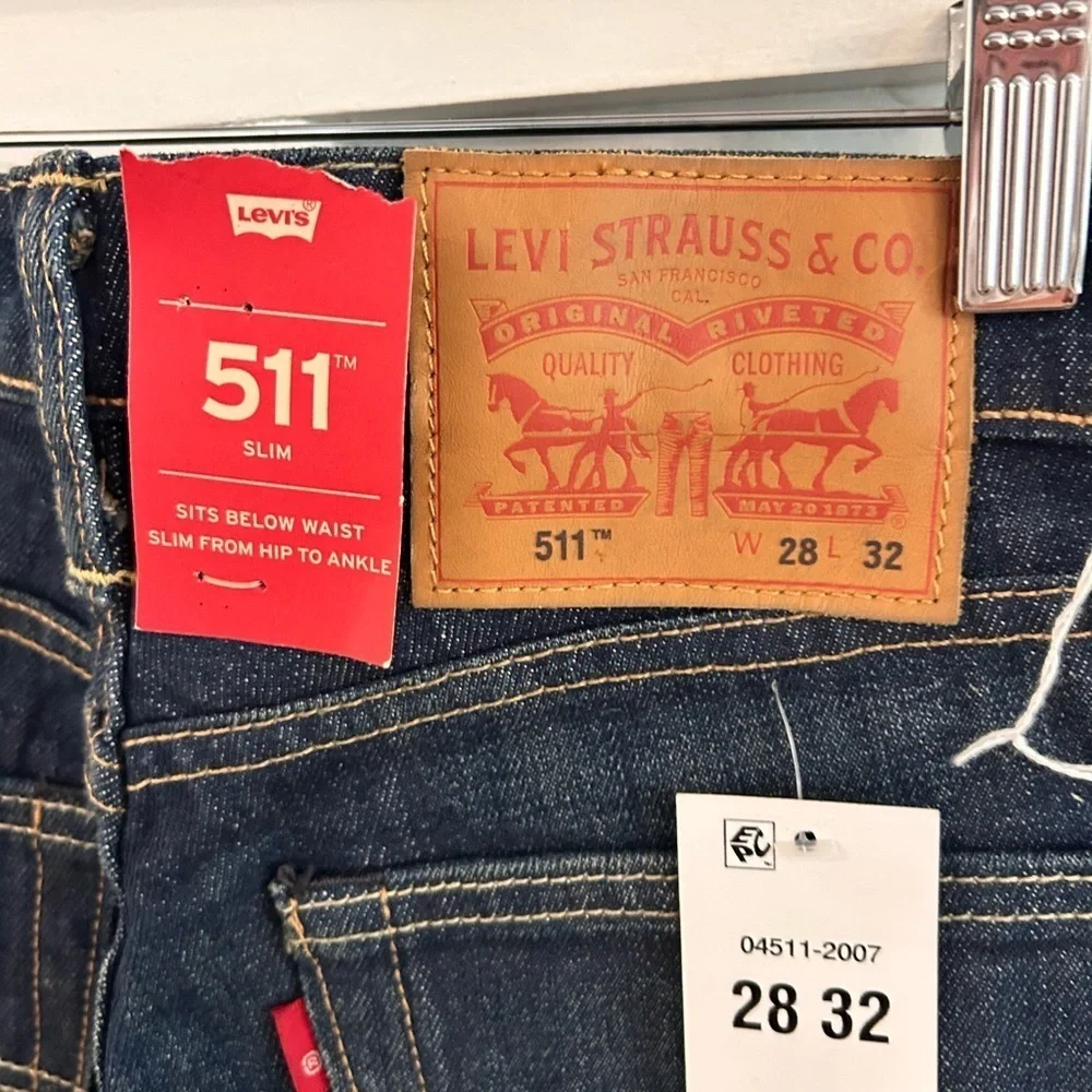 Levi's 511 White Oak stretch slim Fit dark wash 28x32 jeans R tab Made in Mexixo